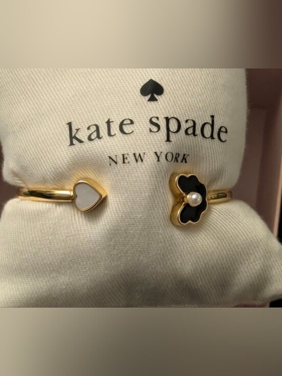 kate spade Jewelry - Kate Spade ♠️ Black flower white pearl KATE Spade flex cuff hinge bracelet